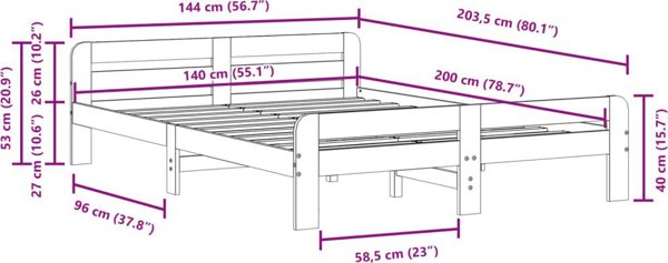 vidaXL Κρεβατοκάμαρα χωρίς στρώμα, λευκό, 140x200 εκ., από μασίφ πεύκο