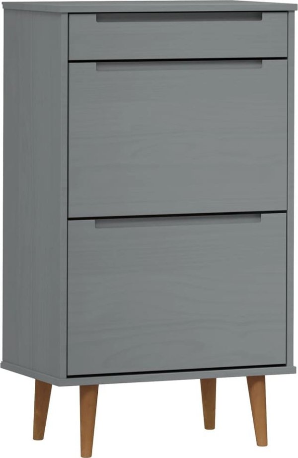 vidaXL vidaXL Szafka na buty, szara, 59,5x35x103 cm, lite drewno sosnowe