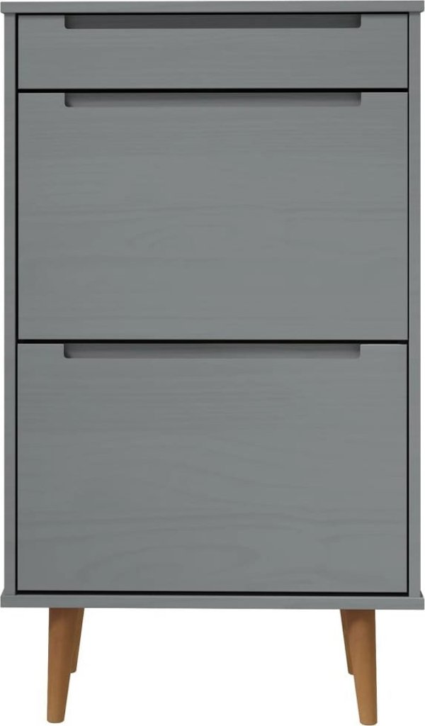 vidaXL vidaXL Szafka na buty, szara, 59,5x35x103 cm, lite drewno sosnowe