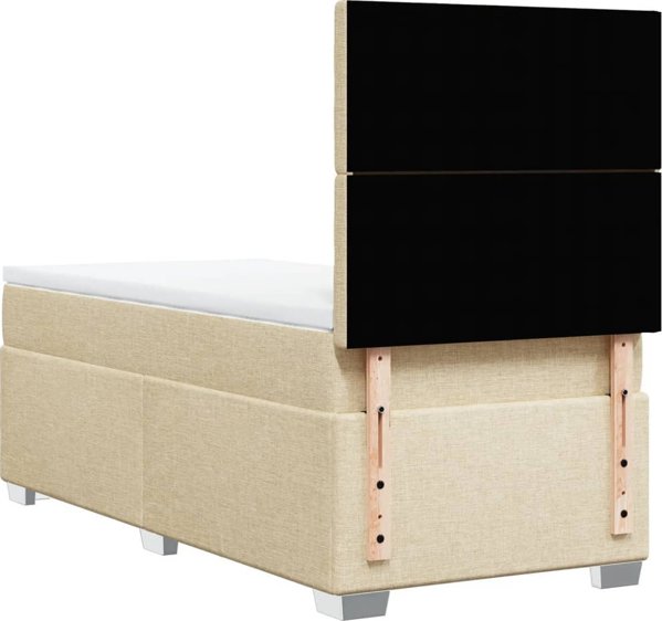 vidaXL Logko kontynentalne z materacem kremowe tkanina 90x190 cm