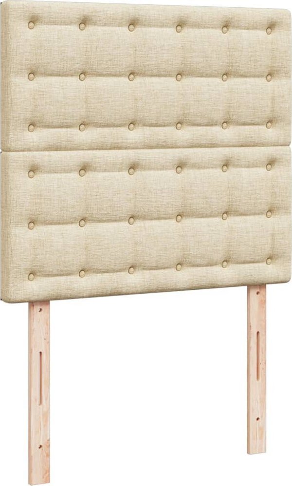 vidaXL Logko kontynentalne z materacem kremowe tkanina 90x190 cm