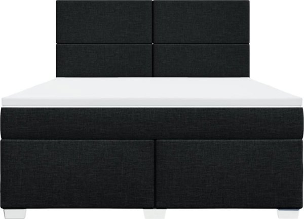 vidaXL Κρεβάτι Continental με στρώμα, μαύρο, ύφασμα, 180x200 εκ.