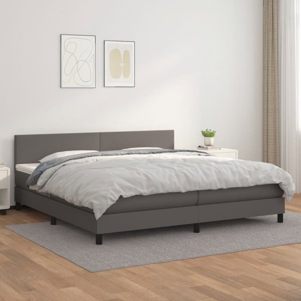 vidaXL Lzoko kontynentalne me materaki, gray, ekoskora 200x200 cm