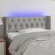 vidaXL προσκέφαλο κρεβατιού με LED, ανοιχτό γκρι, 103x16x78/88 εκ., ύφασμα