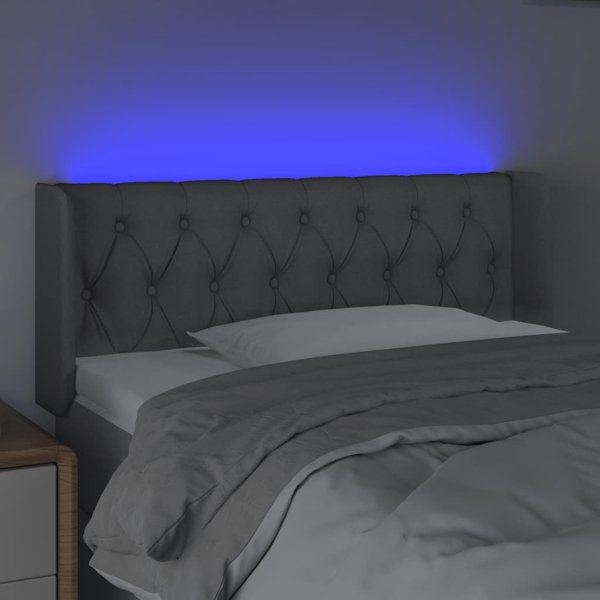 vidaXL προσκέφαλο κρεβατιού με LED, ανοιχτό γκρι, 103x16x78/88 εκ., ύφασμα