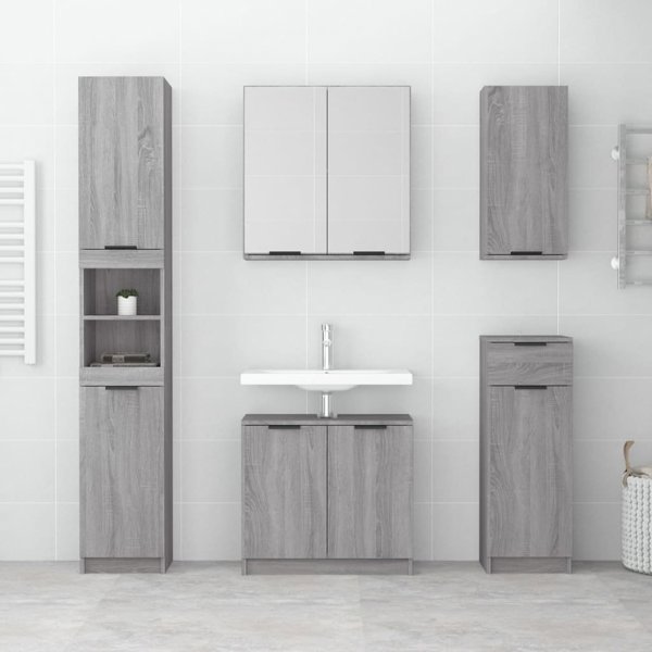 vidaXL Ντουλάπι Μπάνιου με Καθρέφτη, Sonoma γκρι δρυς, 64x20x67 εκ.