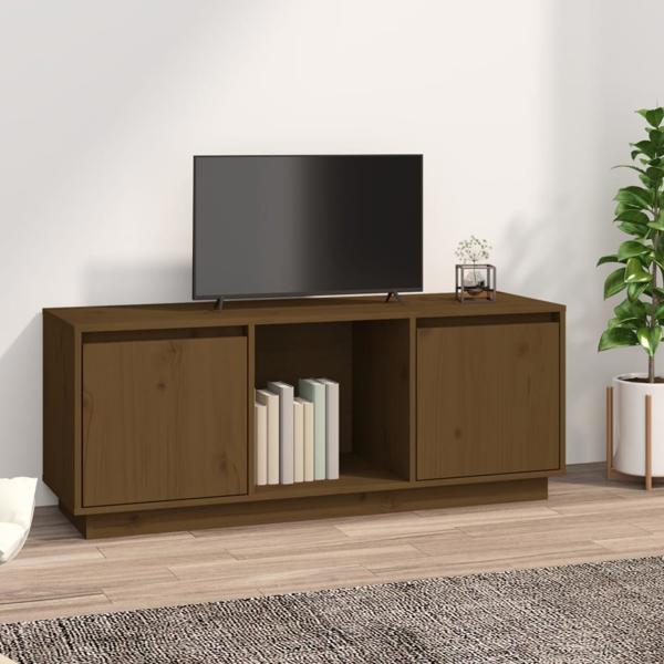 vidaXL Έπιπλο TV, χρώμα μπεζ καφέ, 110,5x35x44 εκ., μασίφ πεύκο