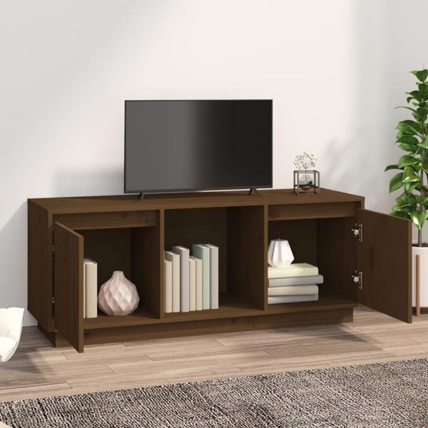 vidaXL Έπιπλο TV, χρώμα μπεζ καφέ, 110,5x35x44 εκ., μασίφ πεύκο