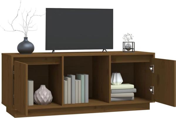 vidaXL Έπιπλο TV, χρώμα μπεζ καφέ, 110,5x35x44 εκ., μασίφ πεύκο