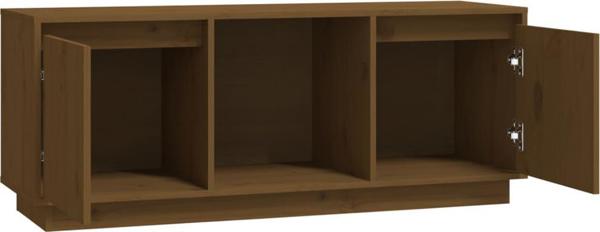 vidaXL Έπιπλο TV, χρώμα μπεζ καφέ, 110,5x35x44 εκ., μασίφ πεύκο