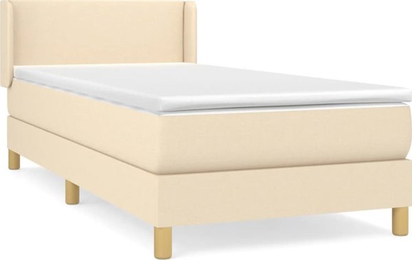 VidaXL Κρεβάτι Kontynental με Στρώμα, Κρεμ Υφασμα 90x200 cm