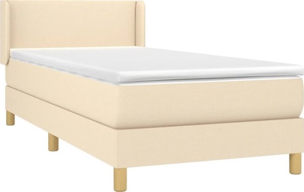 VidaXL Κρεβάτι Kontynental με Στρώμα, Κρεμ Υφασμα 90x200 cm