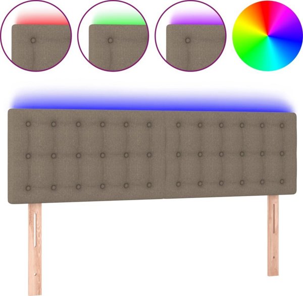 vidaXL Κεφαλάρι κρεβατιού με LED, χρώμα ταουπέ, 144x5x78/88 cm, ύφασμα