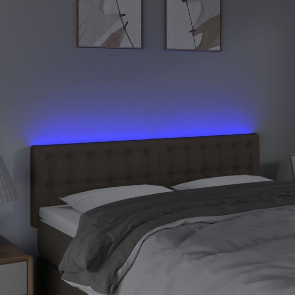vidaXL Κεφαλάρι κρεβατιού με LED, χρώμα ταουπέ, 144x5x78/88 cm, ύφασμα