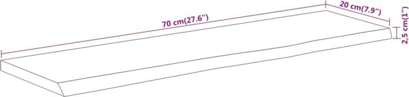 vidaXL Επιτοίχια ράφι 70x20x2,5 εκ., ξύλο ακάνθας, φυσική ακμή