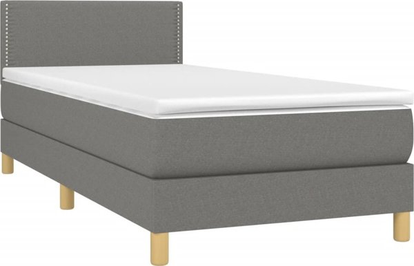 vidaXL Λύκο Kontynentalne με Στρώμα, Σκούρο Γκρι Ύφασμα 90x190 εκ.
