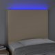 vidaXL Zaglowek do lozka z LED, kremowy, 80x5x118/128 cm, tkanina