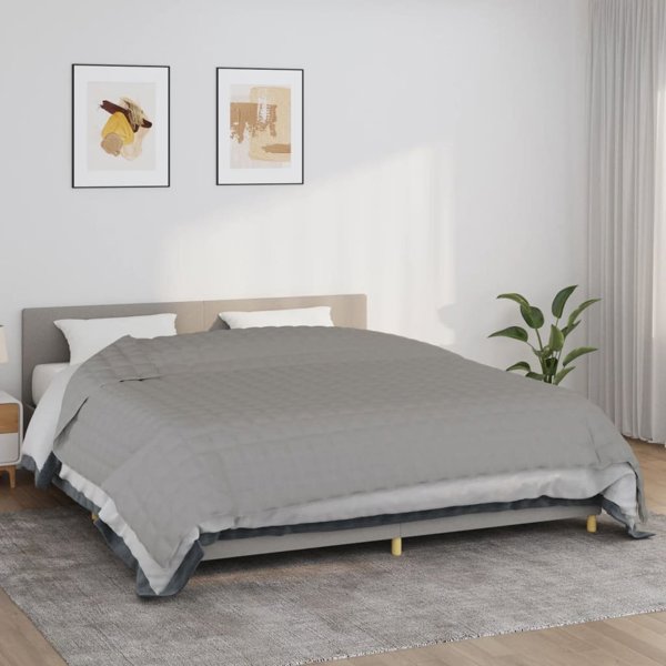 vidaXL Βάρος-κουβέρτα, γκρι, 220x260 εκ., 15 κιλά, υφασμάτινη