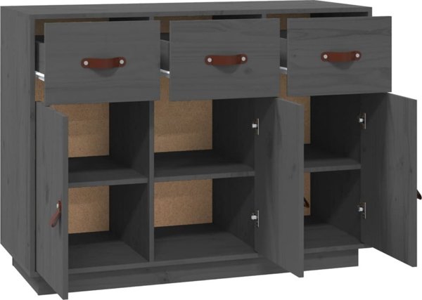 vidaXL Komoda, szara, 100x40x75 cm, lite drewno sosnowe