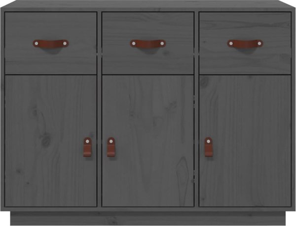 vidaXL Komoda, szara, 100x40x75 cm, lite drewno sosnowe