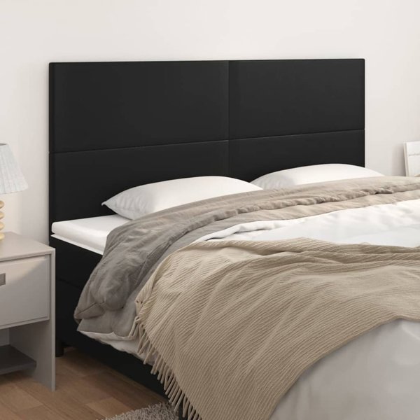 vidaXL Ζαγκλώματα για κρεβάτι, 4 τεμάχια, μαύρο, 90x5x78/88 εκ., συνθετικό δέρμα