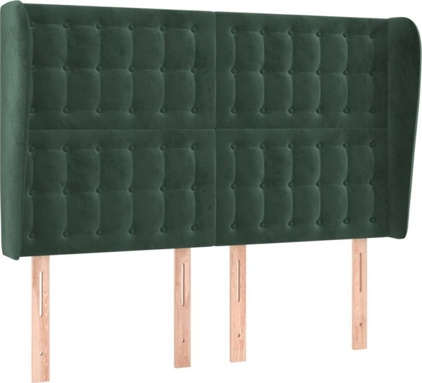 vidaXL Zaglowek uszak, ciemnozielony, 147x23x118/128 cm, aksamit