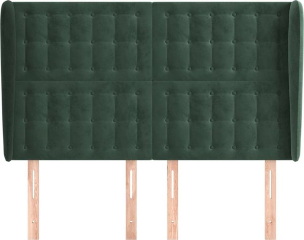 vidaXL Zaglowek uszak, ciemnozielony, 147x23x118/128 cm, aksamit