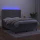 vidaXL Κρεβάτι Continental με στρώμα και LED, γκρι, 140x200 εκ, βελούδο