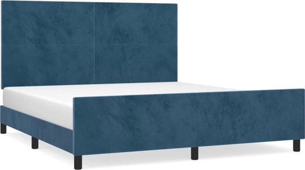 vidaXL Rama κρεβατιού με κεφαλάρι, σκούρο μπλε, 180x200 cm, βελούδινη
