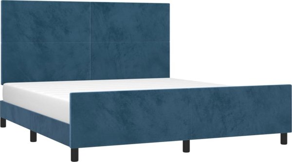 vidaXL Rama κρεβατιού με κεφαλάρι, σκούρο μπλε, 180x200 cm, βελούδινη