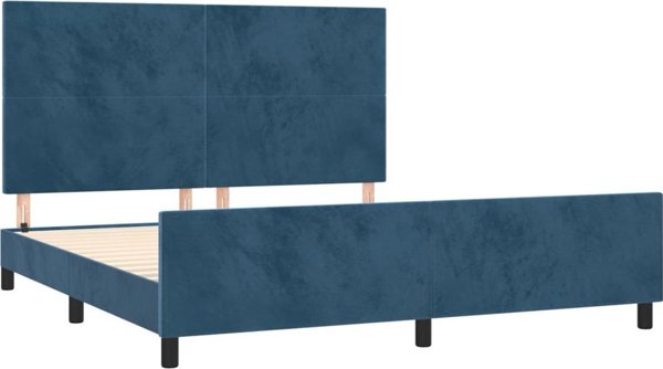 vidaXL Rama κρεβατιού με κεφαλάρι, σκούρο μπλε, 180x200 cm, βελούδινη