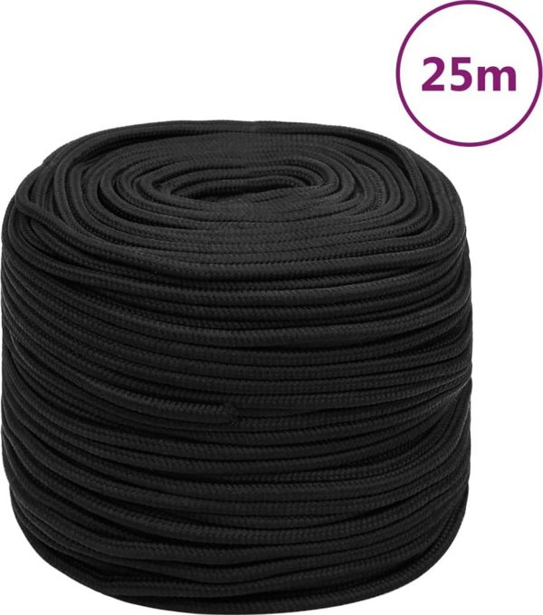vidaXL Σχοινί ιστιοπλοΐας μονόκλωνο, μαύρο, 6 mm, 25 m, πολυπροπυλένιο
