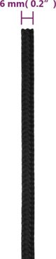 vidaXL Σχοινί ιστιοπλοΐας μονόκλωνο, μαύρο, 6 mm, 25 m, πολυπροπυλένιο