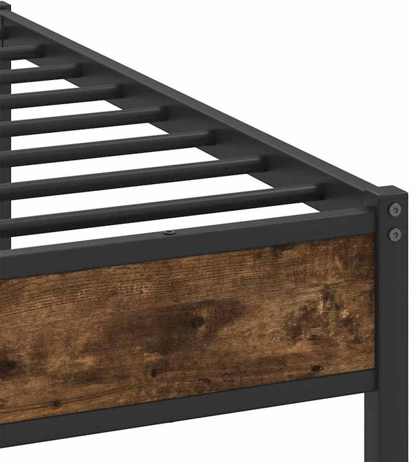 vidaXL Σκελετός Κρεβατιού 160x200εκ. από Καπνιστό Ξύλο Δρυός - Χωρίς Στρώμα