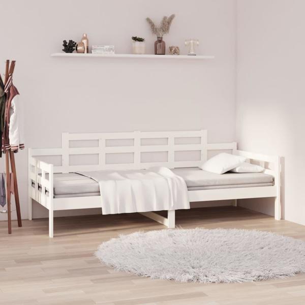 vidaXL Lozko dzienne biale lite drewno sosnowe 90x200 cm