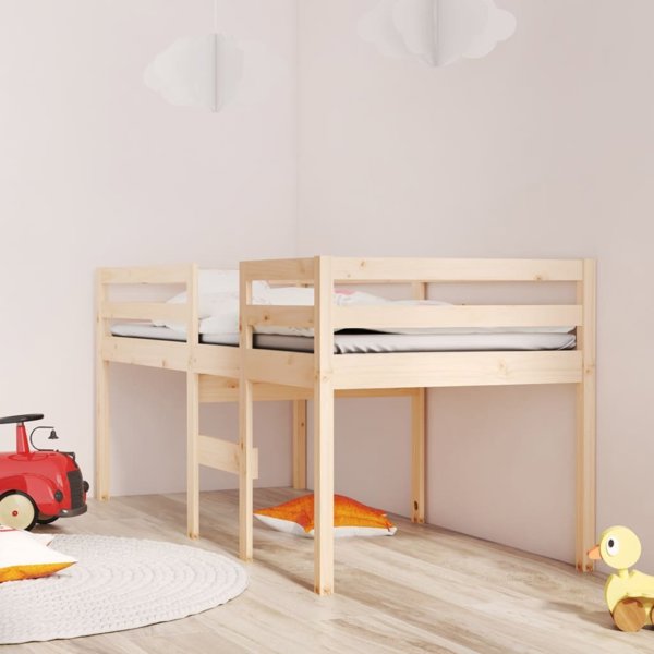 vidaXL Υψηλό κρεβάτι 90x200 cm από μασίφ πεύκο