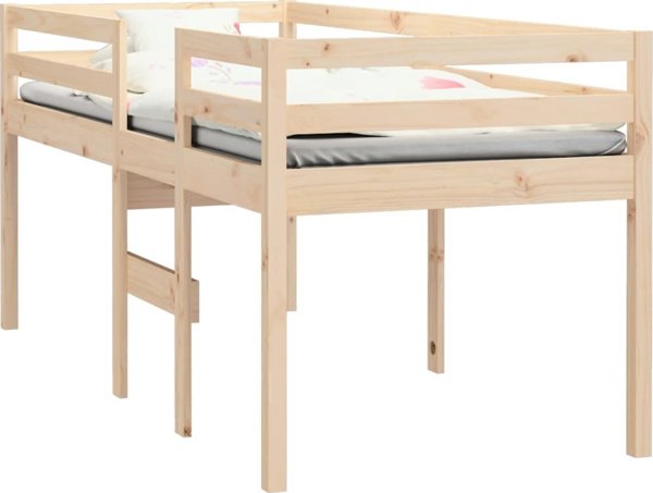 vidaXL Υψηλό κρεβάτι 90x200 cm από μασίφ πεύκο