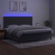 vidaXL Κρεβάτι Κοντινεντάλ με στρώμα και LED, γκρι βελούδο, 200x200 cm