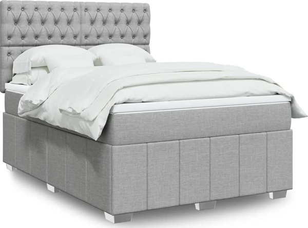 vidaXL Κρεβάτι Continental με στρώμα, ανοιχτό γκρι, ύφασμα 160x200 εκ