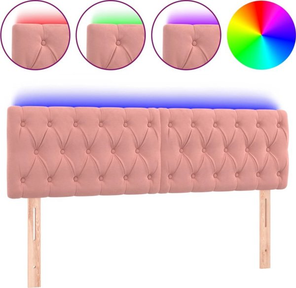vidaXL Zaglowek do lozka z LED, roz, 144x7x78/88 cm, aksamit