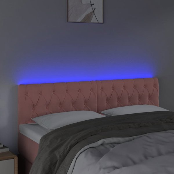 vidaXL Zaglowek do lozka z LED, roz, 144x7x78/88 cm, aksamit