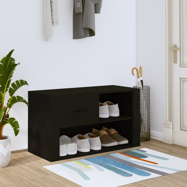vidaXL Ντουλάπι παπουτσιών, μαύρο, 80x35x45 εκ, σύνθετο ξύλο
