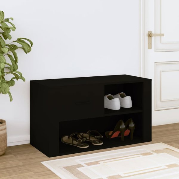 vidaXL Ντουλάπι παπουτσιών, μαύρο, 80x35x45 εκ, σύνθετο ξύλο