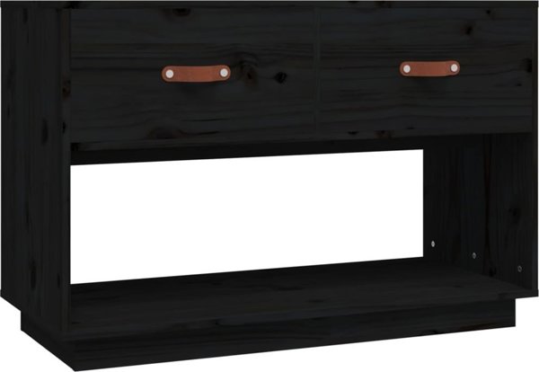 vidaXL vidaXL Szafka pod TV, czarna, 90x40x60 cm, lite drewno sosnowe