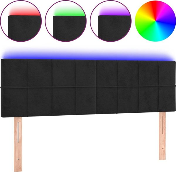 vidaXL Κεφαλάρι για κρεβάτι με LED, μαύρο, 144x5x78/88 cm, βελούδο