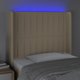 vidaXL Κεφαλάρι για κρεβάτι με LED, εκρού, 83x16x118/128 εκ., ύφασμα