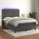 vidaXL Κρεβάτι Κοντινεντάλ με στρώμα και LED, γκρι βελούδο, 140x190 cm