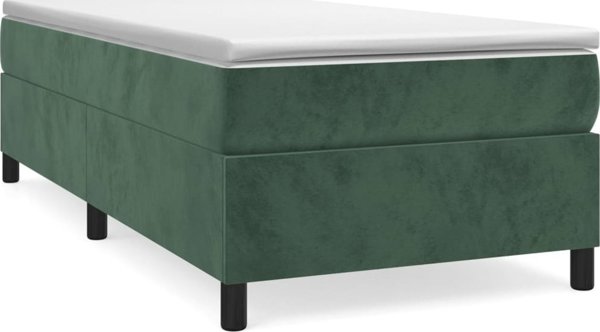 vidaXL Σκούρο Πράσινο Κρεβάτι Continental 90x190 εκ με Βελούδινη Επένδυση
