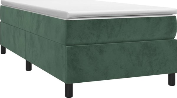vidaXL Σκούρο Πράσινο Κρεβάτι Continental 90x190 εκ με Βελούδινη Επένδυση