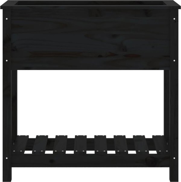 vidaXL Γλάστρα με ράφι, μαύρη, 82,5x34,5x81 εκ, μασίφ ξύλο πεύκου